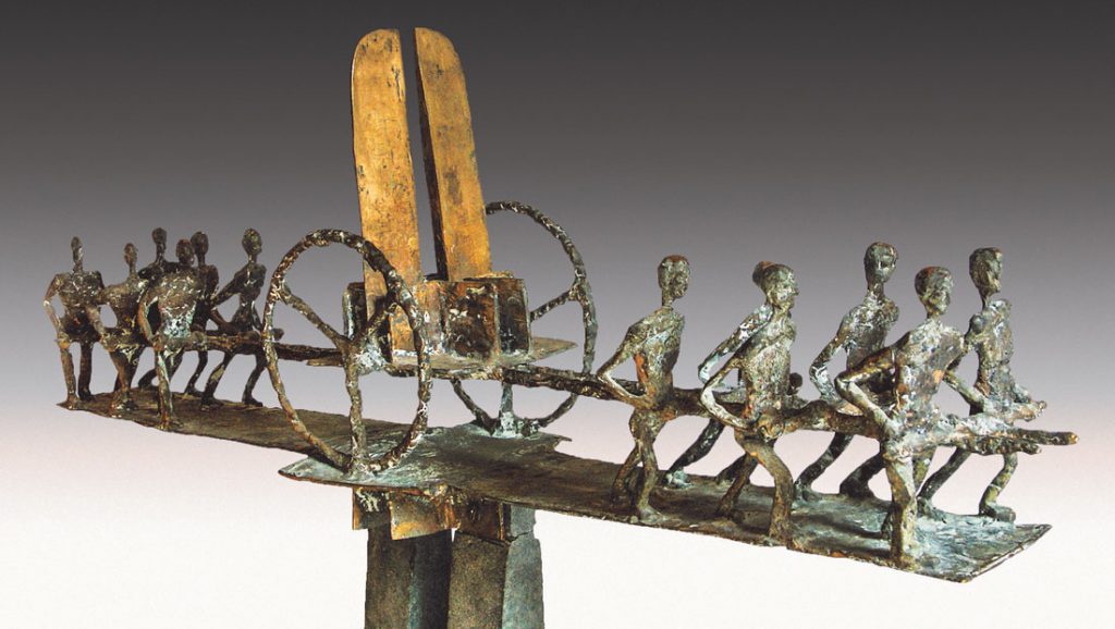 „Bundeskarren“, Bronzeplastik von Franz Hämmerle (Länge 107 cm), 1984, Foto: Franz Hämmerle